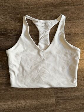 YPB White Racerback V-Neck Sports Bra